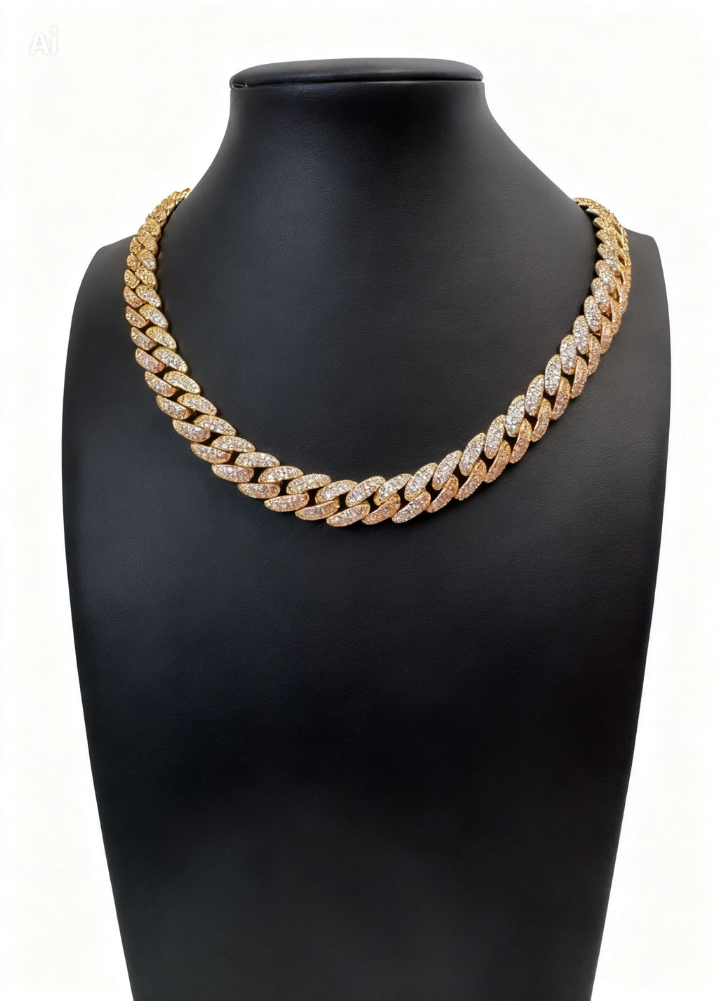 12mm Iced Out Cuban Link 18" - Gold Tone Necklace