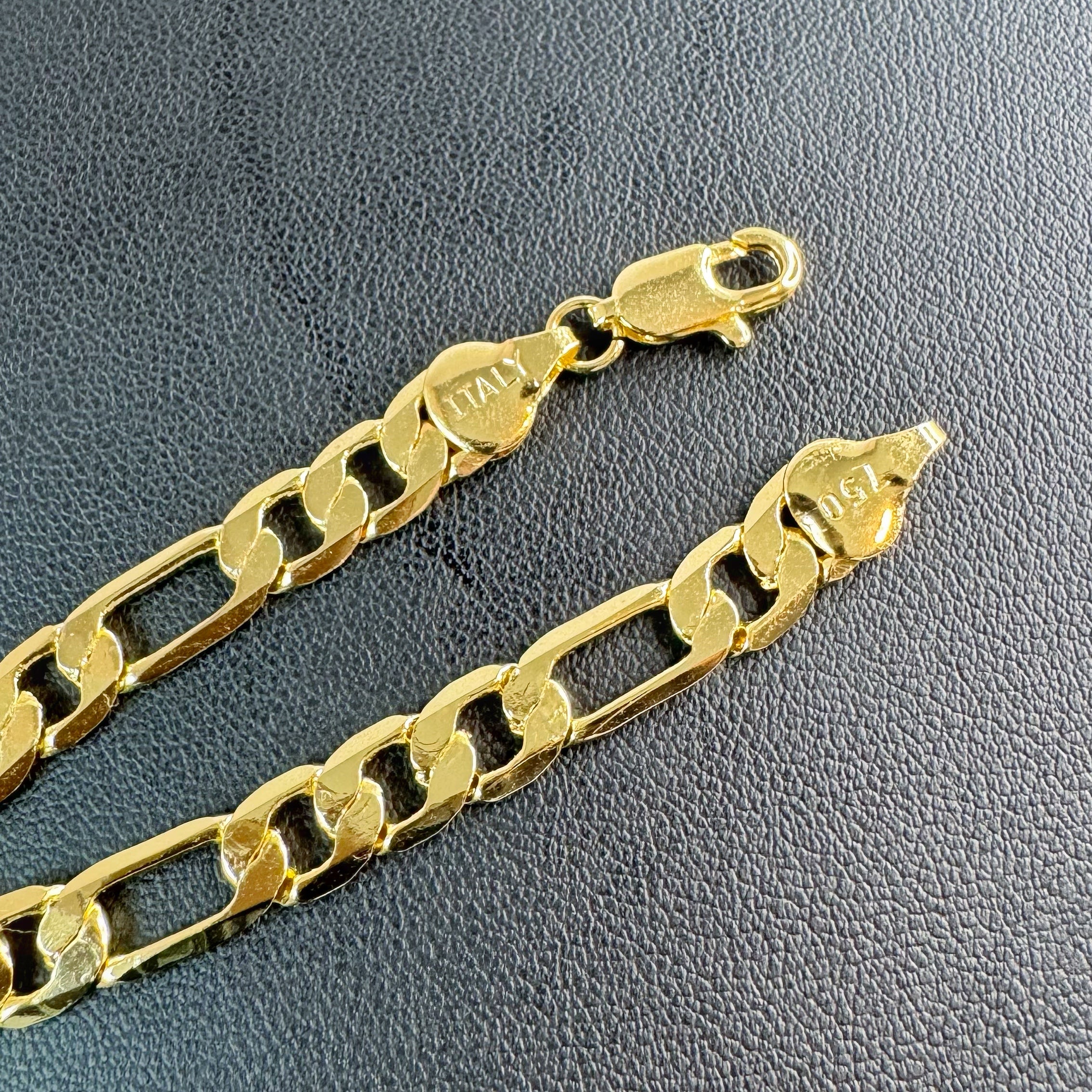 8mm Figaro Bracelet 8" - Gold Plated