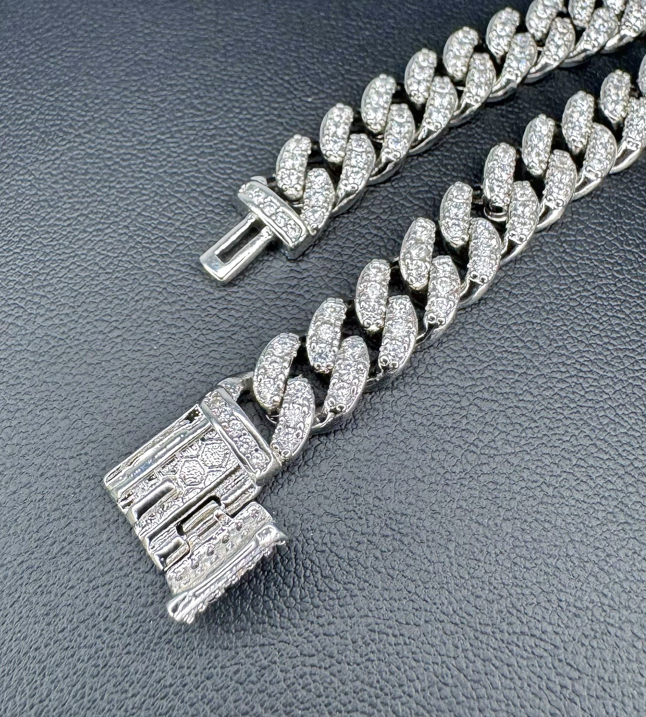 8mm Iced Out Cuban Link Chain 20" - Silver Tone Necklace