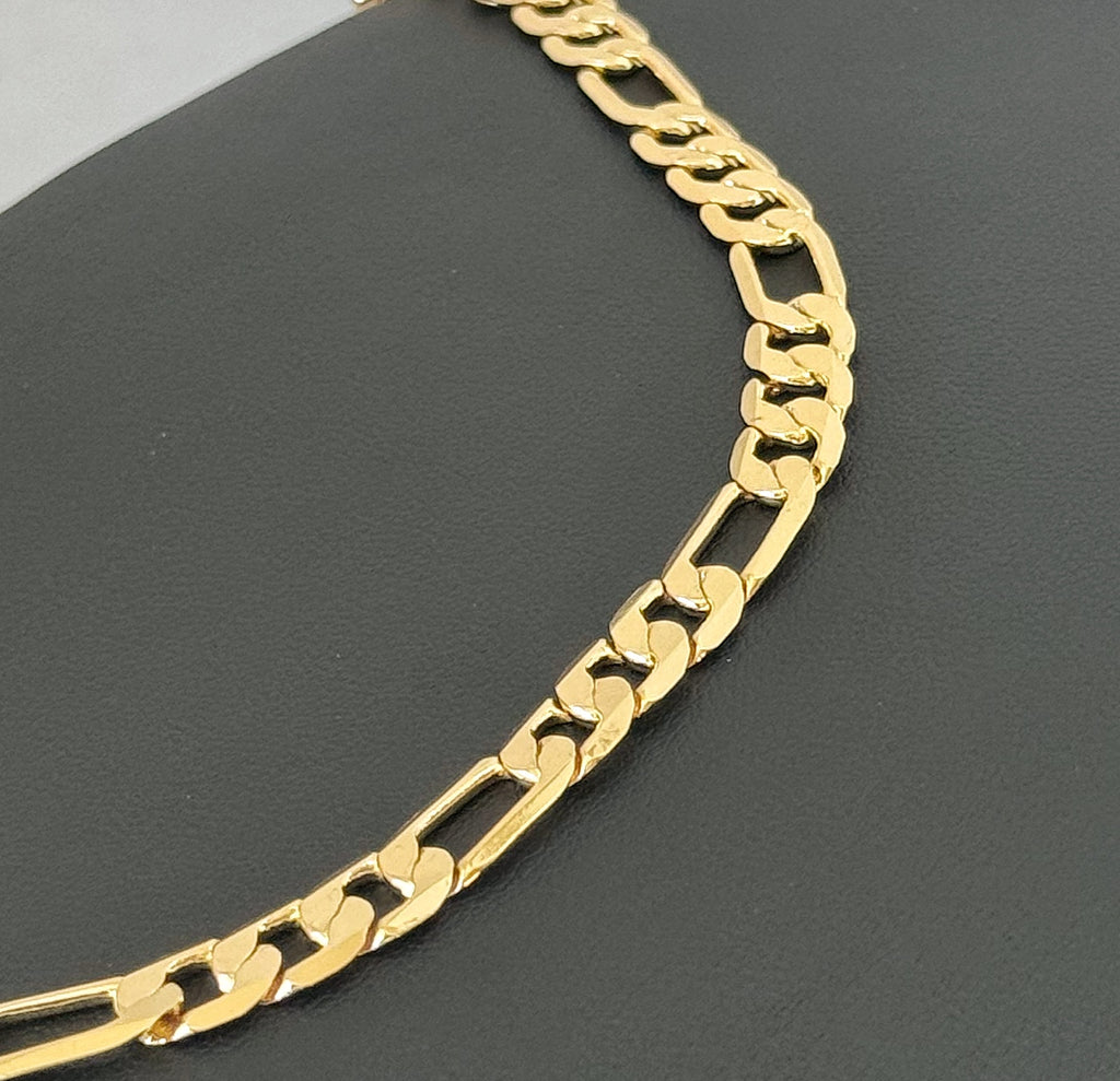 8mm Figaro Bracelet 8" - Gold Plated