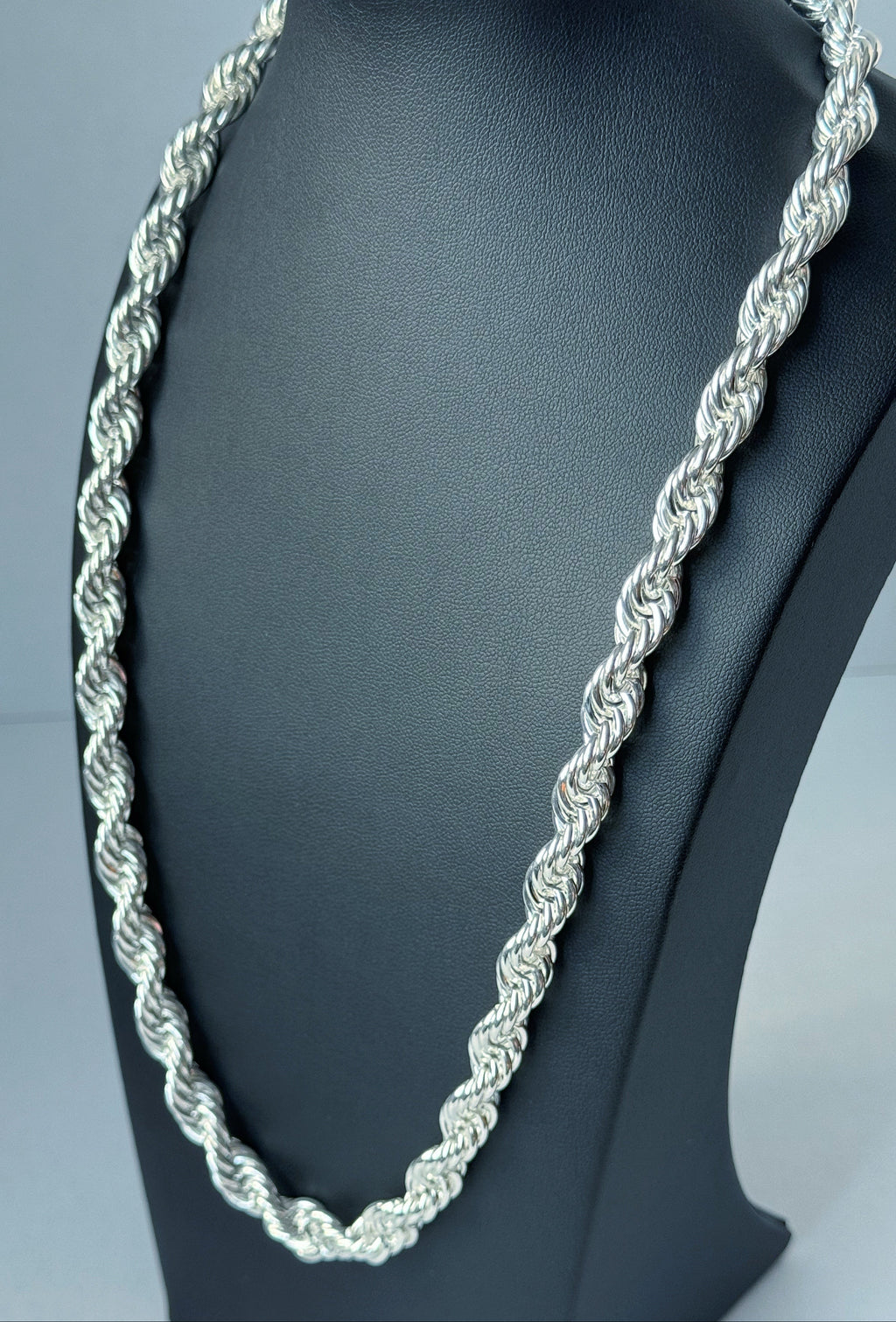 12mm Rope Chain 24" - Silver Plated