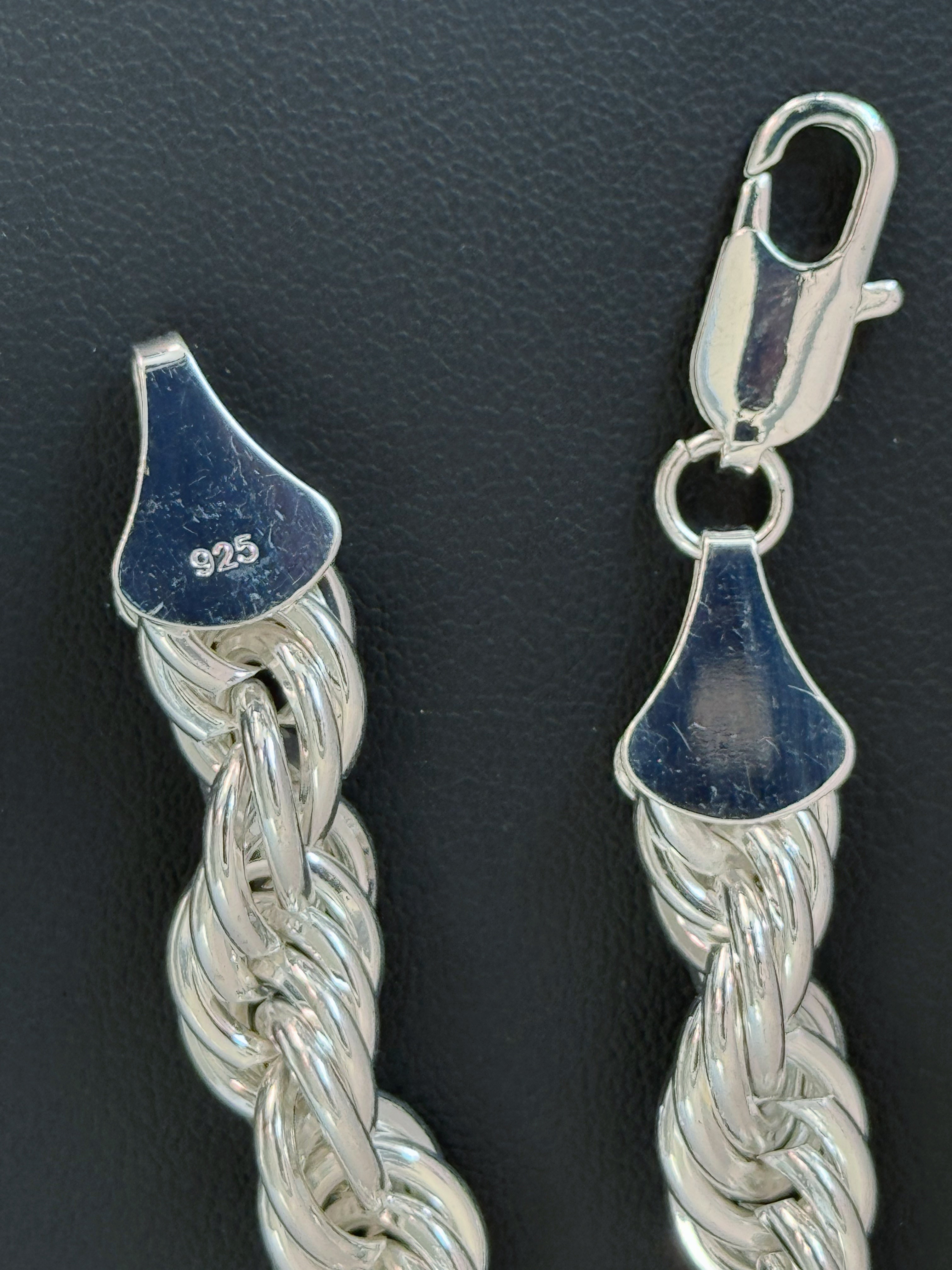 12mm Rope Chain 24" - Silver Plated