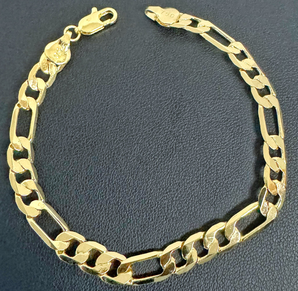 8mm Figaro Bracelet 8" - Gold Plated
