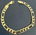 8mm Figaro Bracelet 8" - Gold Plated