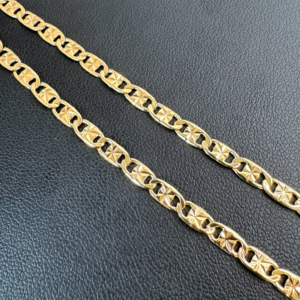 6mm Mariner Chain Diamond Cut Necklace - Gold Plated