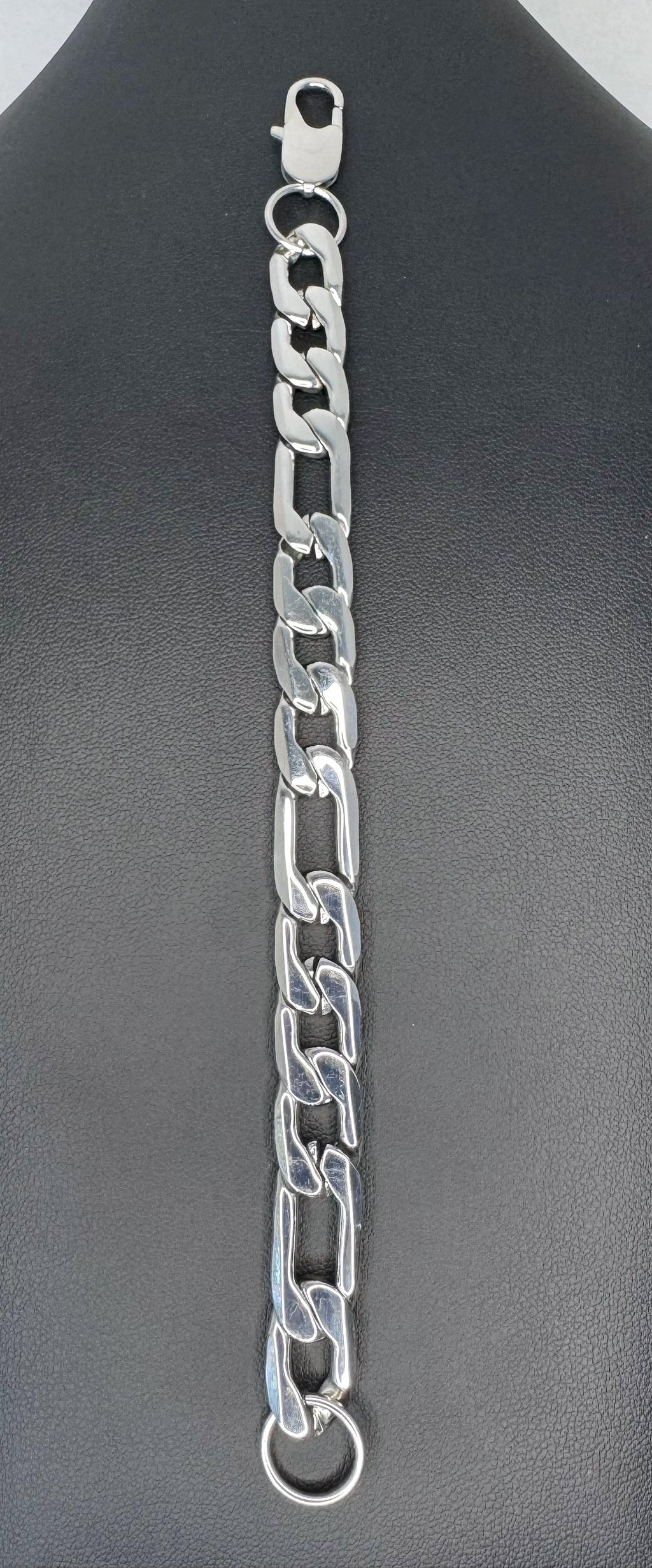 12mm Figaro Bracelet 8" - Stainless Steel