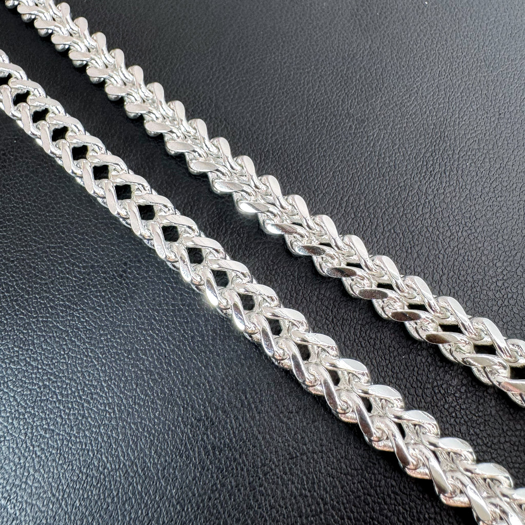 8mm Franco Chain Necklace 18" - Silver Plated