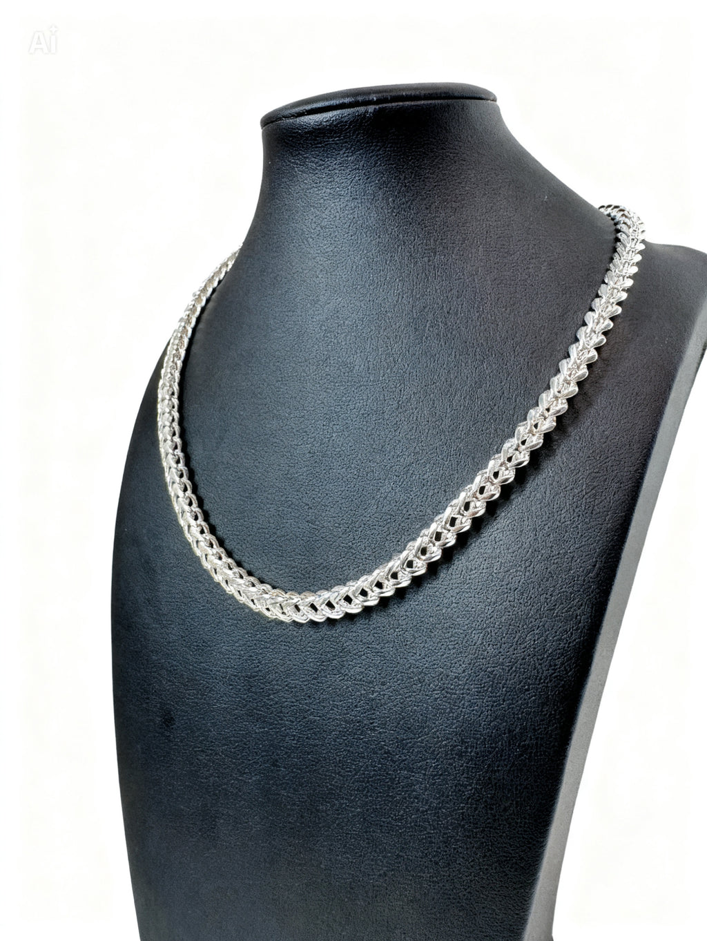 8mm Franco Chain Necklace 18" - Silver Plated