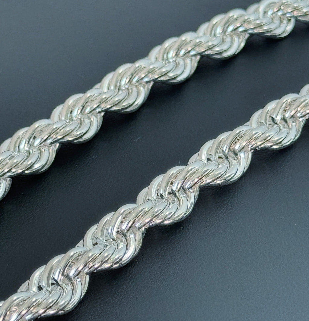 12mm Rope Chain 24" - Silver Plated