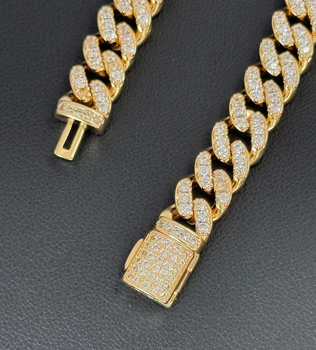 10mm Iced Out Cuban Link Bracelet 8” - Gold Tone