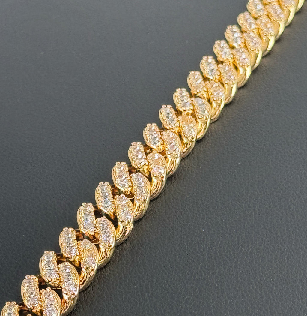 10mm Iced Out Cuban Link Bracelet 8” - Gold Tone