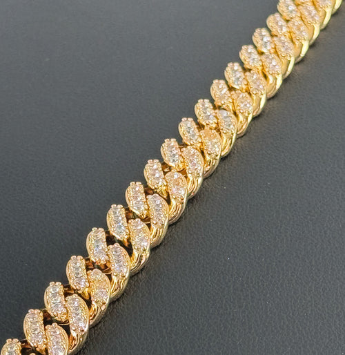 10mm Iced Out Cuban Link Bracelet 8” - Gold Tone