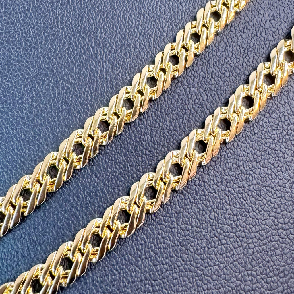 6mm Diamond Cut Curb Link Bracelet 8” - Gold Tone