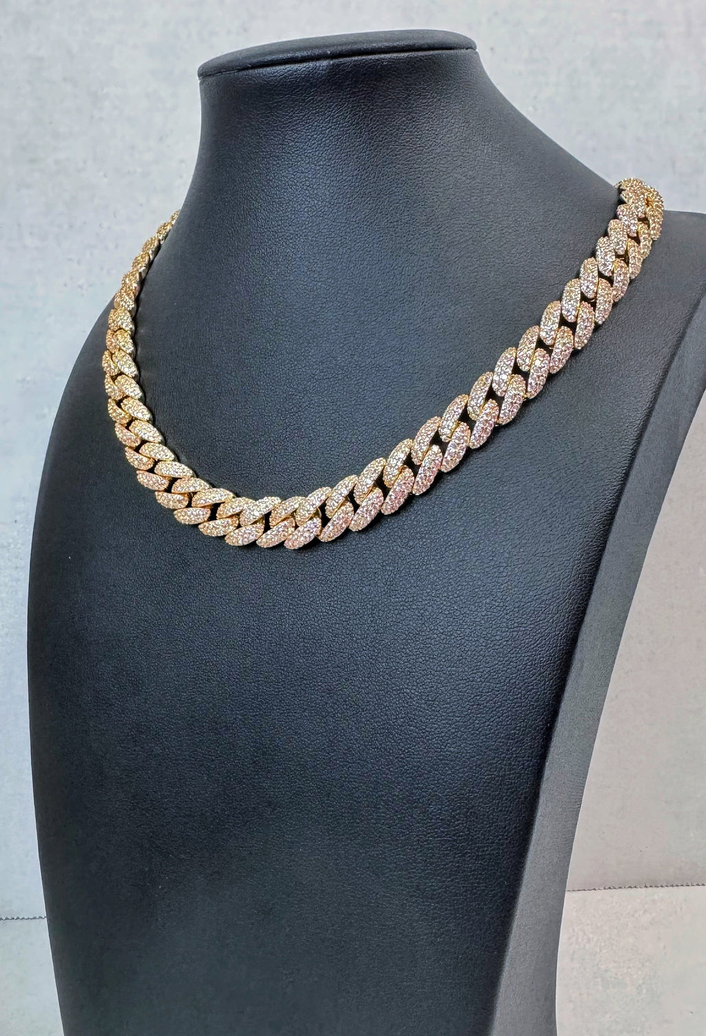 12mm Iced Out Cuban Link 18" - Gold Tone Necklace