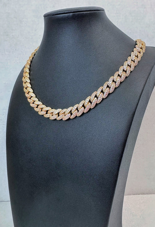 11mm Iced Out Cuban Link 18" - Gold Tone Necklace