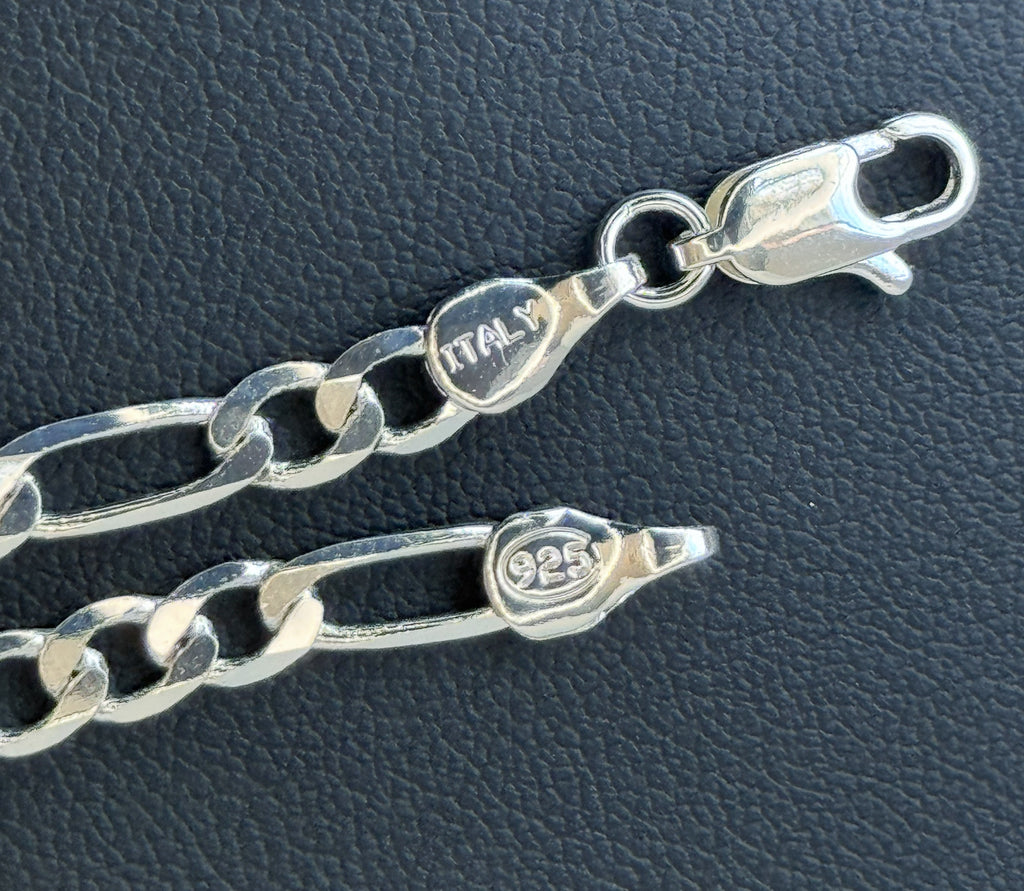 6mm Figaro Chain Necklace 22" - Silver Plated