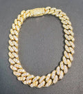 10mm Iced Out Cuban Link Bracelet 8” - Gold Tone