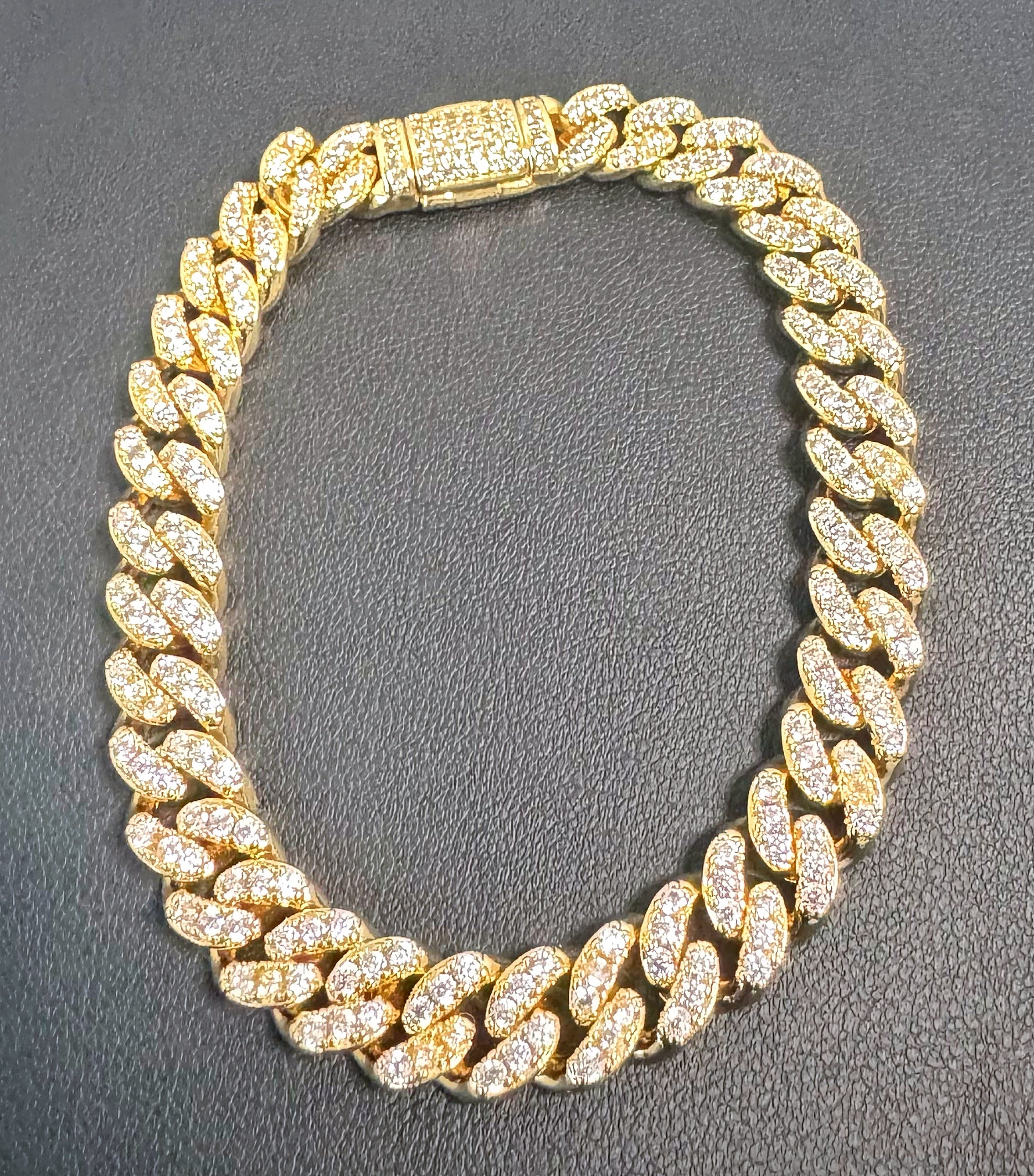 10mm Iced Out Cuban Link Bracelet 8” - Gold Tone