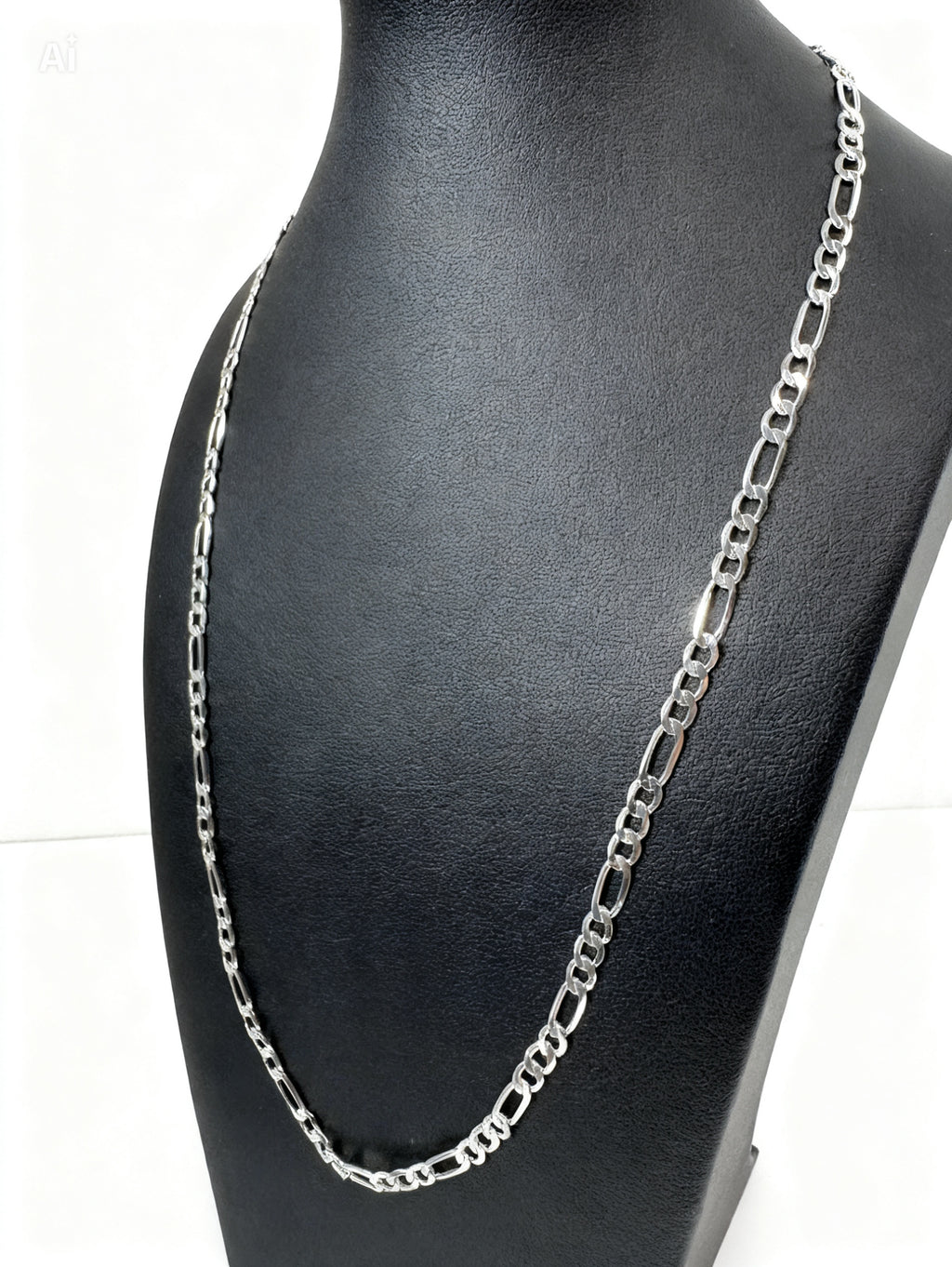 6mm Figaro Chain Necklace 22" - Silver Plated