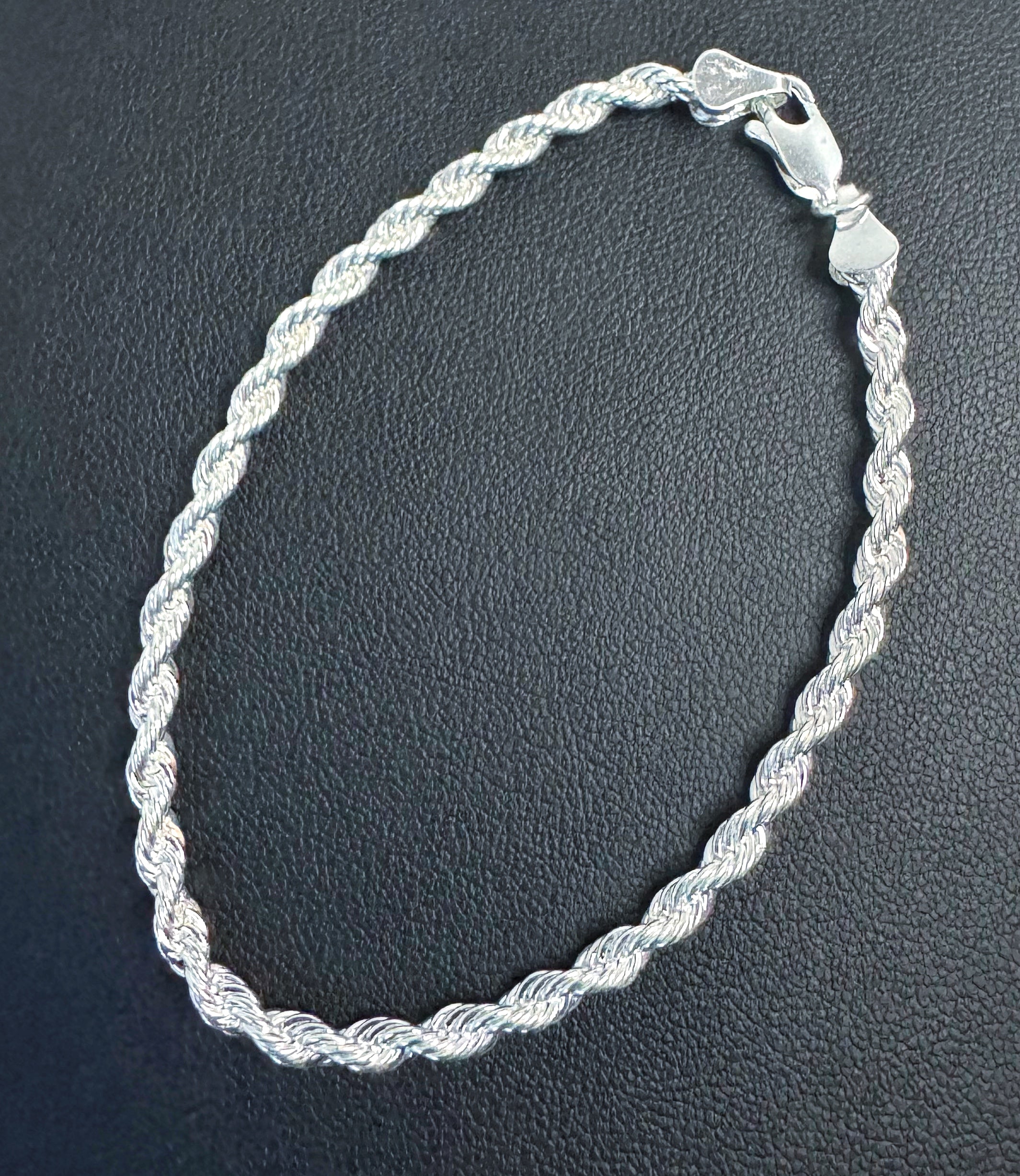 4mm Rope Bracelet 7.5" - Silver Plated