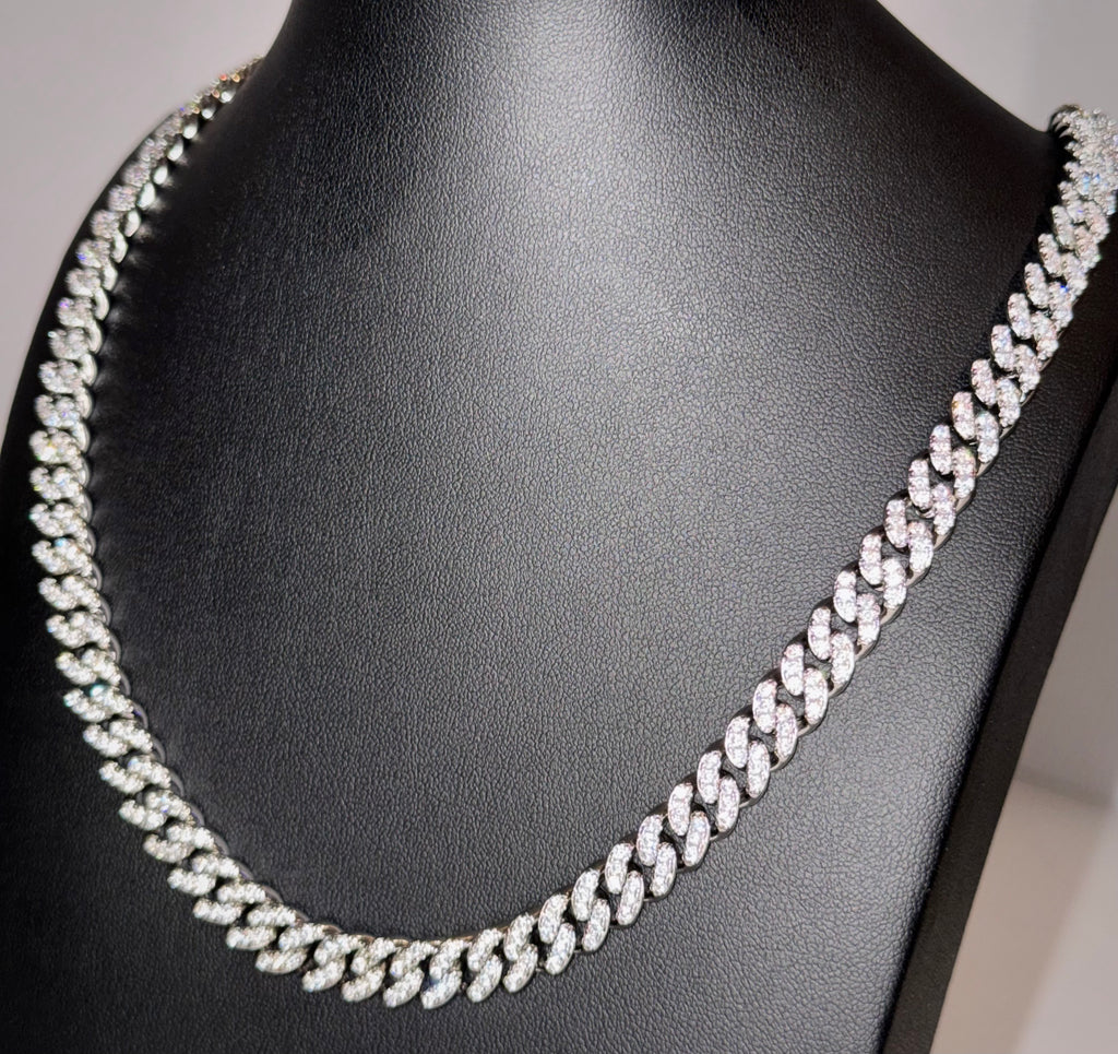 10mm Iced Out Cuban Link Chain 20" - Silver Tone