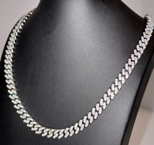 10mm Iced Out Cuban Link Chain 20" - Silver Tone