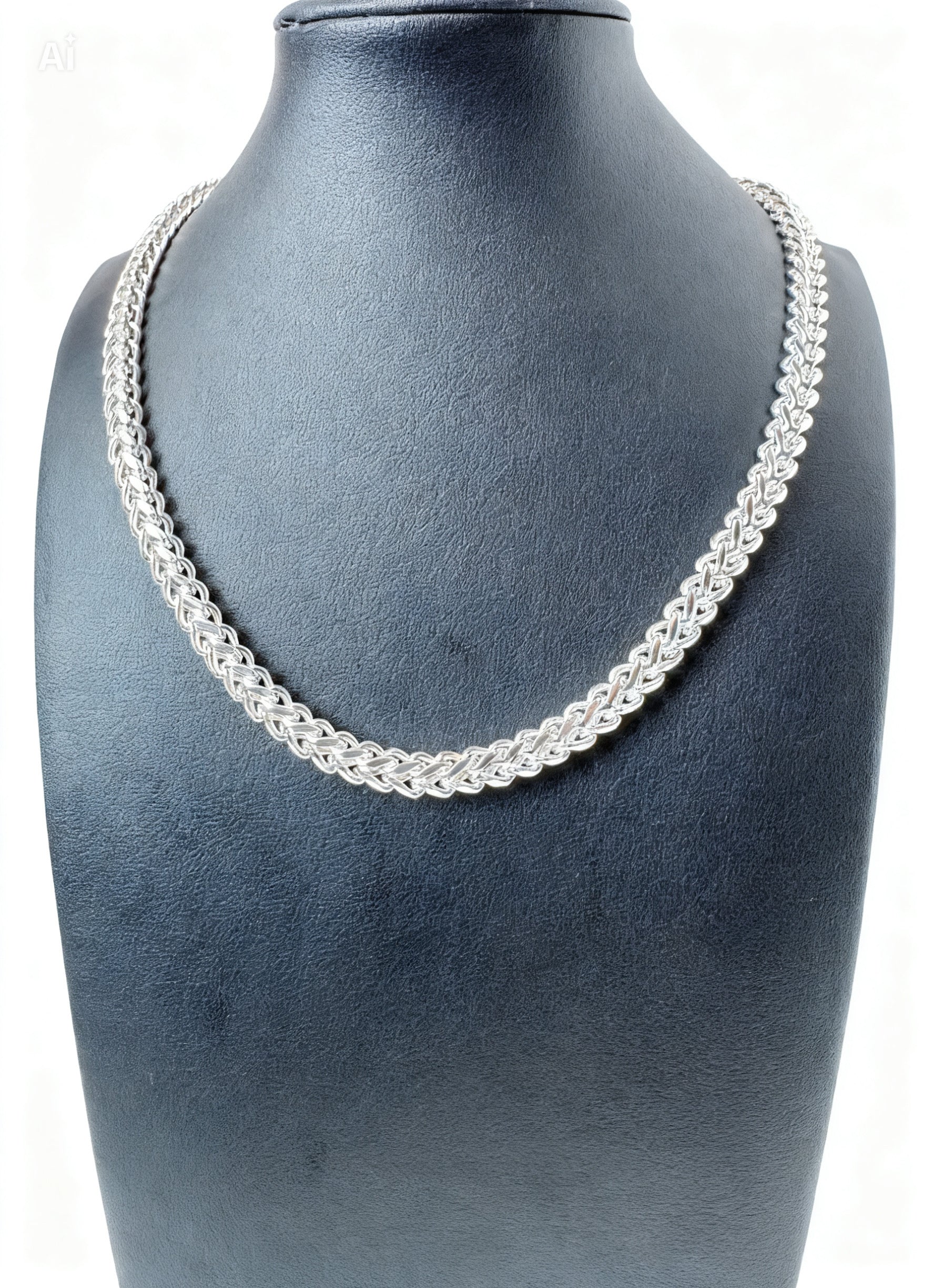 8mm Franco Chain Necklace 18" - Silver Plated