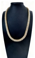 12mm Iced Out Chevron Necklace 20” - Gold Tone