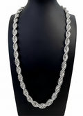 12mm Rope Chain 24" - Silver Plated