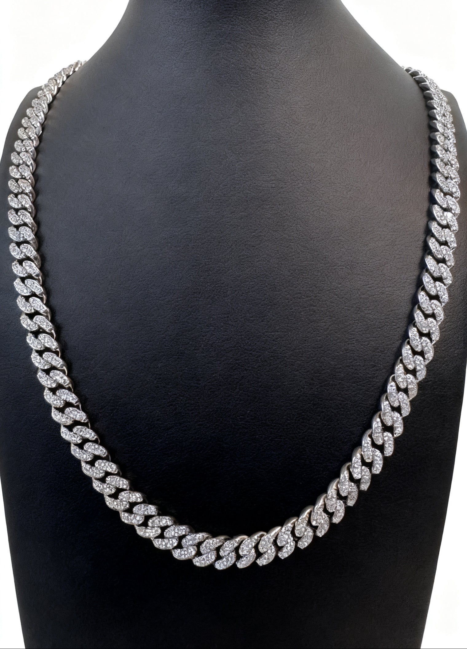 10mm Iced Out Cuban Link Chain 20" - Silver Tone